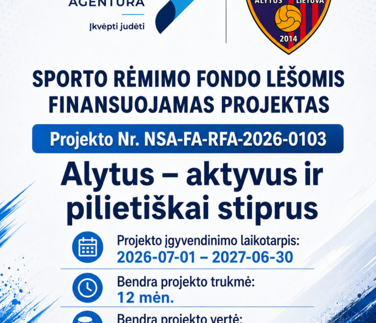 FA Dainava pradeda įgyvendinti projektą „Alytus – aktyvus ir pilietiškai stiprus“