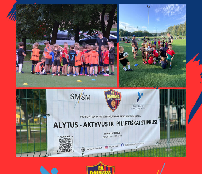 FA Dainava kviečia mažuosius judėti: vykdomos unikalios socialinio futbolo ir sveikos laikysenos projekto veiklos