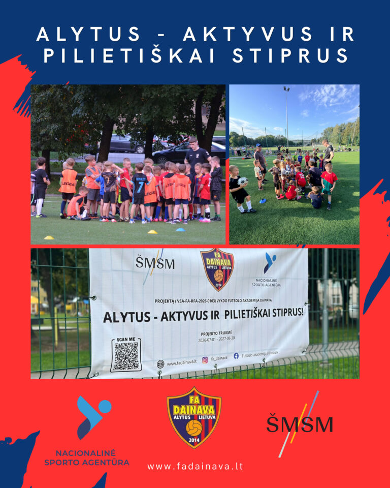 FA Dainava kviečia mažuosius judėti: vykdomos unikalios socialinio futbolo ir sveikos laikysenos projekto veiklos
